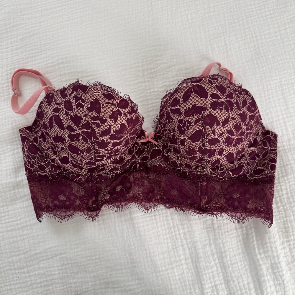 Victoria Secret Burgundy Lace Push-Up Bra
